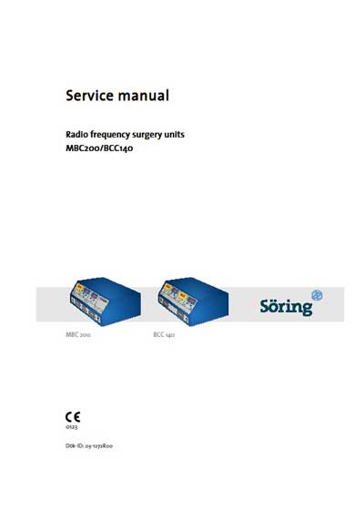 Сервисная инструкция, Service manual на Хирургия ВЧ-хирургии MBC-200, BBC-140