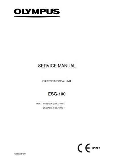 Сервисная инструкция Service manual на Электрохирургическая установка ESG-100 [Olympus]