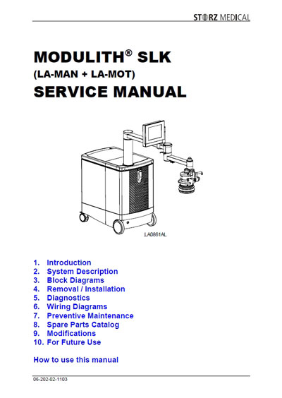 Сервисная инструкция Service manual на Литотриптер Modulith SLK (LA-MAN + LA-MOT) (Storz) [---]