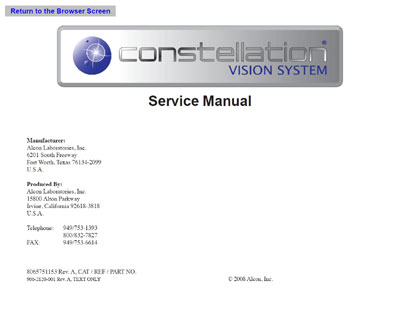 Сервисная инструкция Service manual на Constellation Vision System [Alcon]