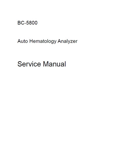 Сервисная инструкция, Service manual на Анализаторы BC-5800