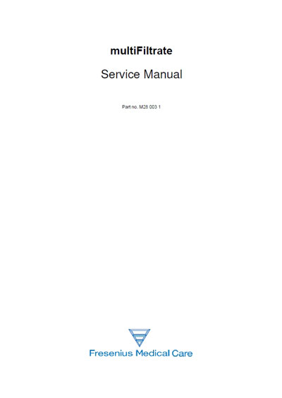 Сервисная инструкция, Service manual на Гемодиализ multiFiltrate