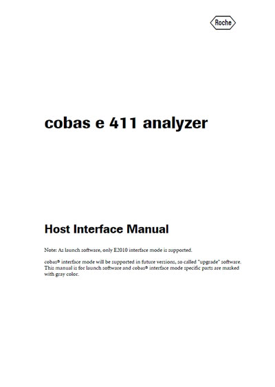 Техническая документация, Technical Documentation/Manual на Анализаторы Cobas e411 (Host Interface Manual v.1.0)