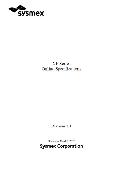 Техническая документация Technical Documentation/Manual на XP series (Online Specifications) [Sysmex]