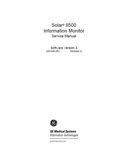 Сервисная инструкция Service manual на Solar 9500 [General Electric]
