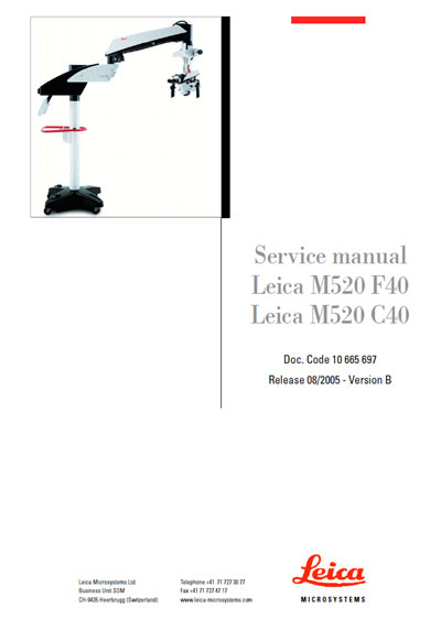 Сервисная инструкция Service manual на M520 F40, C40 [Leica]