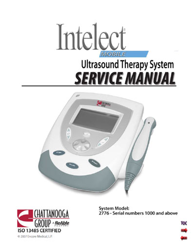 Сервисная инструкция Service manual на Intelect Mobile Ultasound Модель 2776 [Chattanooga]