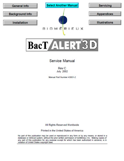 Сервисная инструкция Service manual на BacT/ALERT 3D (July 2002) [Biomerieux]