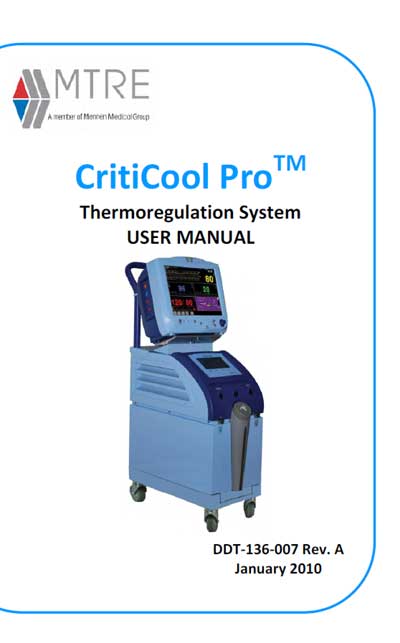 Инструкция пользователя User manual на CritiCool ProTM Thermoregulation System (MTRE) [Mennen Medical]