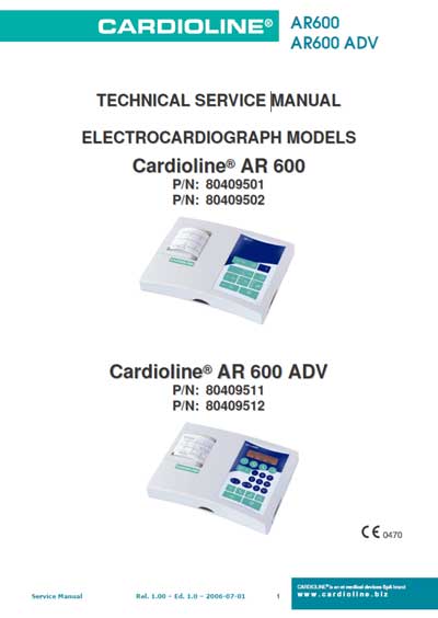 Техническая документация, Technical Documentation/Manual на Диагностика-ЭКГ AR 600, AR 600 adv