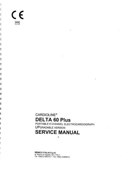 Сервисная инструкция, Service manual на Диагностика-ЭКГ Delta 60 Plus (Remco)