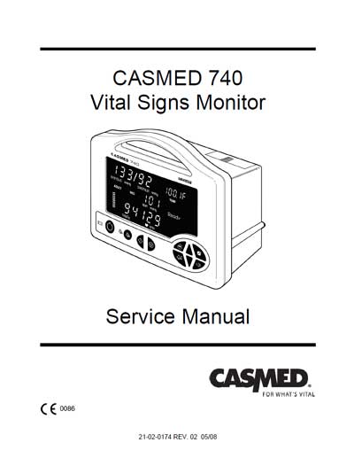 Сервисная инструкция, Service manual на Мониторы 740 Vital Signs Monitor Rev 02 05/08 (Casmed)