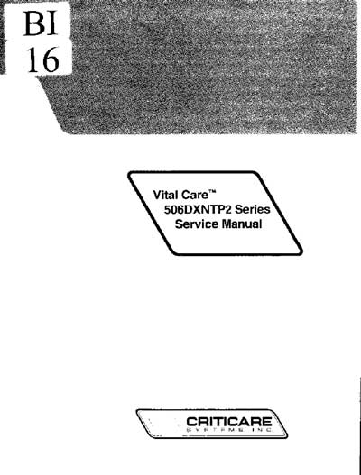 Сервисная инструкция Service manual на Vital Care 506DXNTP2 [Criticare]