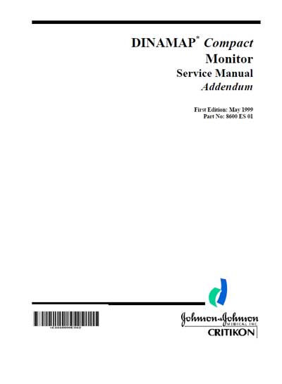 Сервисная инструкция Service manual на Dinamap Compact (Addendum) [Critikon]