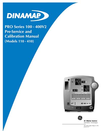 Инструкция по наладке Adjustment Instruction на Dinamap Pro Series 100-400 V2 Pre-Service & Calibration [General Electric]
