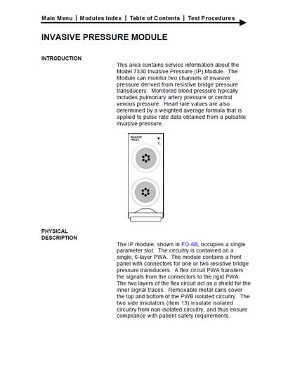 Техническая документация Technical Documentation/Manual на Dinamap Invasive Pressure Module [Critikon]