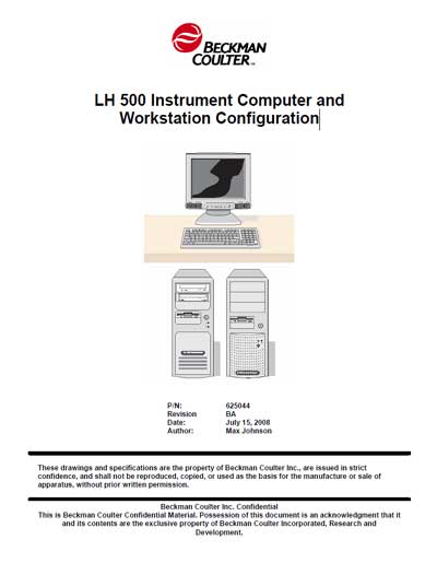 Техническая документация, Technical Documentation/Manual на Анализаторы LH 500 Instrument Computer and Workstation Configuration