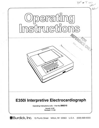 Инструкция по эксплуатации Operation (Instruction) manual на E350i [Burdick]