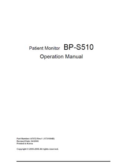 Инструкция по эксплуатации Operation (Instruction) manual на BP-S510 (Colin) [---]