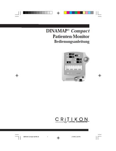 Инструкция по эксплуатации Operation (Instruction) manual на Dinamap Compact TS, T, S, BP [Critikon]