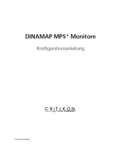 Инструкция по наладке Adjustment Instruction на Dinamap MPS Konfigurationsanleitung [Critikon]