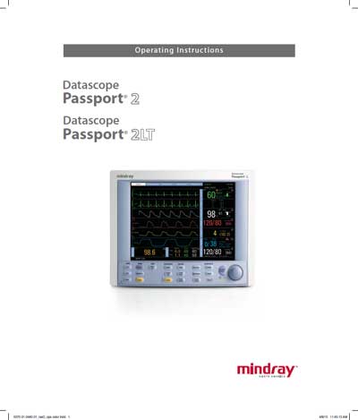Инструкция по эксплуатации Operation (Instruction) manual на Passport 2 /Passport 2 LT [Mindray]