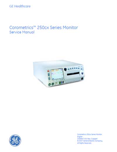 Сервисная инструкция Service manual на Corometrics серии 250cx [General Electric]