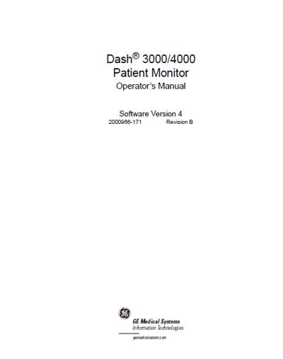 Руководство оператора Operators Guide на Dash 3000/4000 ПО версии 4 [General Electric]