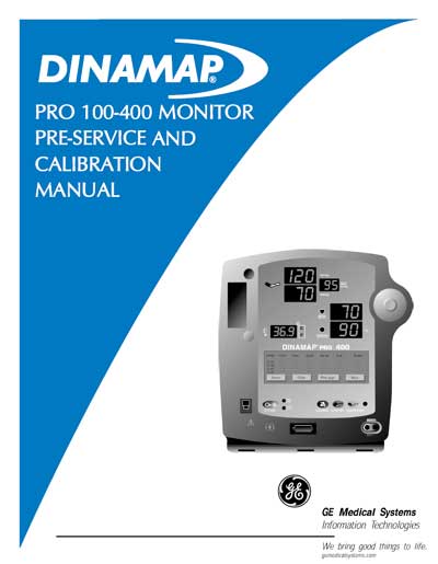 Инструкция по наладке Adjustment Instruction на Dinamap Pro Series 100-400 Pre-Service & Calibration [General Electric]