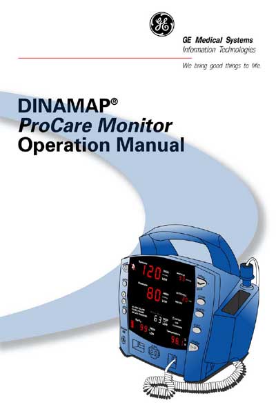 Инструкция по эксплуатации Operation (Instruction) manual на Dinamap ProCare [General Electric]