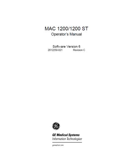 Руководство оператора Operators Guide на MAC 1200, 1200ST [General Electric]