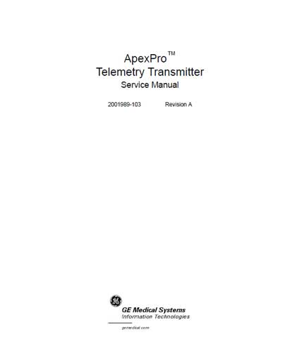 Сервисная инструкция, Service manual на Диагностика ApexPro Telemetry Transmitter