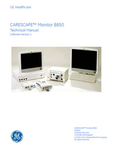Техническая документация Technical Documentation/Manual на Carescape B850 Ver 1 [General Electric]