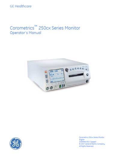 Инструкция оператора, Operator manual на Мониторы Corometrics серии 250cx