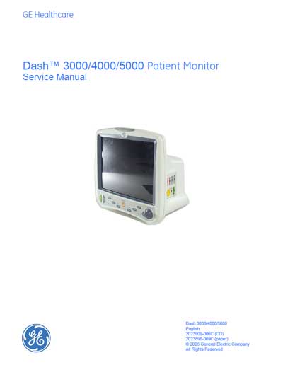 Сервисная инструкция Service manual на Dash 3000/4000/5000 (August 2006) [General Electric]