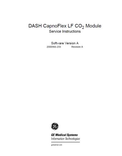 Сервисная инструкция Service manual на Dash CapnoFlex CO2 Module [General Electric]