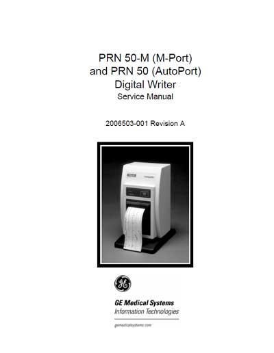 Сервисная инструкция Service manual на PRN 50-M (M-Port), PRN 50 (AutoPort) Digital Writer [General Electric]