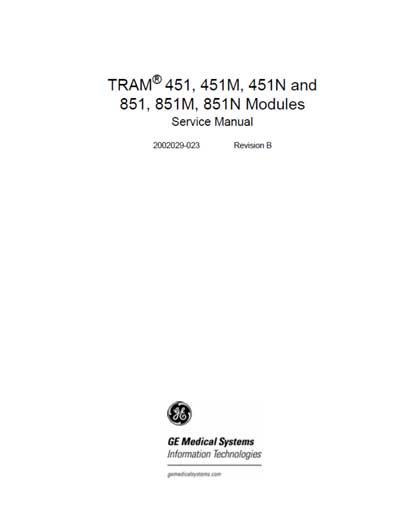 Сервисная инструкция Service manual на Модуль TRAM 451, 451M, 451N, 851, 851M, 851N [General Electric]