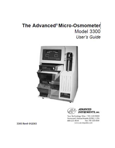 Руководство пользователя Users guide на Осмометр Micro-Osmometer 3300 (Advanced Instruments) [---]
