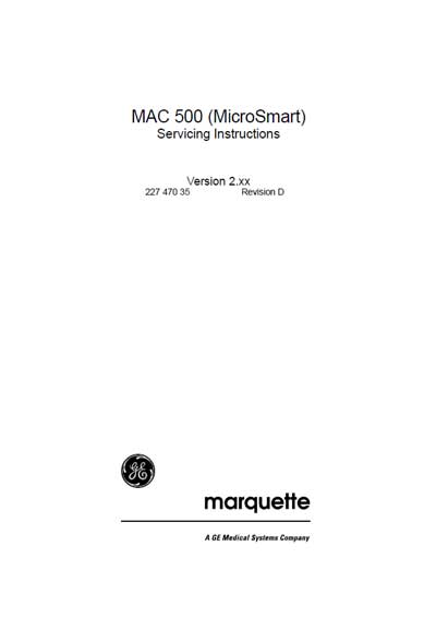 Сервисная инструкция, Service manual на Диагностика-ЭКГ MAC 500 MicroSmart Rev D