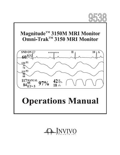 Инструкция по эксплуатации Operation (Instruction) manual на MRI Magnitude 3150M, Omni-Trak 3150 [Invivo]