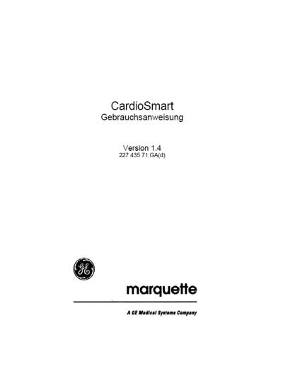 Инструкция пользователя, User manual на Диагностика-ЭКГ CardioSmart v.1.4 (Marquette)
