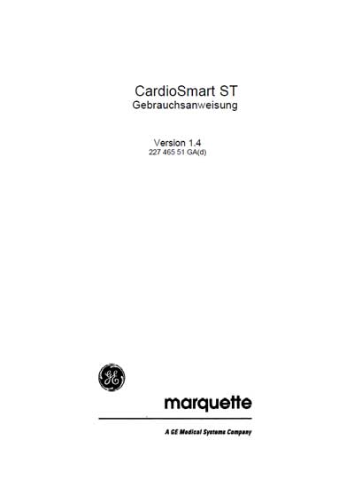 Инструкция пользователя User manual на CardioSmart ST v.1.4 (Marquette) [General Electric]