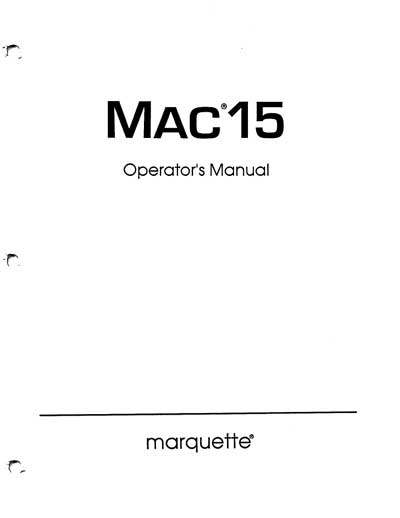 Инструкция пользователя User manual на MAC 15 (Marquette) [General Electric]