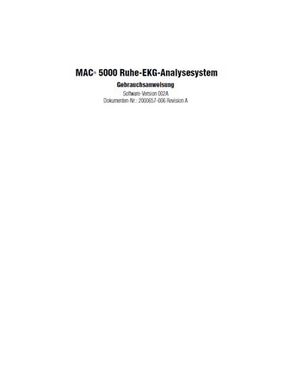 Инструкция оператора Operator manual на MAC 5000 Ver 002A Rev A [General Electric]