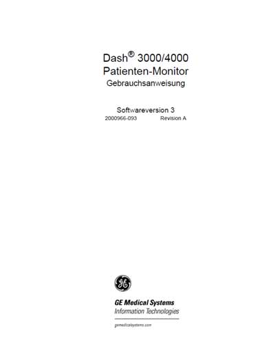 Инструкция пользователя User manual на Dash 3000/4000 ПО версии 3 [General Electric]