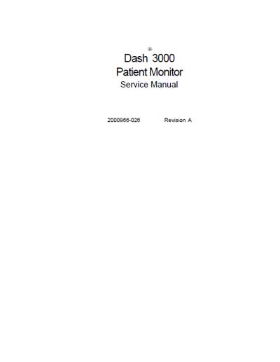 Сервисная инструкция Service manual на Dash 3000 Rev A [General Electric]