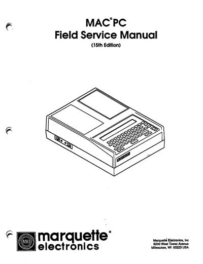 Сервисная инструкция, Service manual на Диагностика-ЭКГ MAC PC (Marquette)