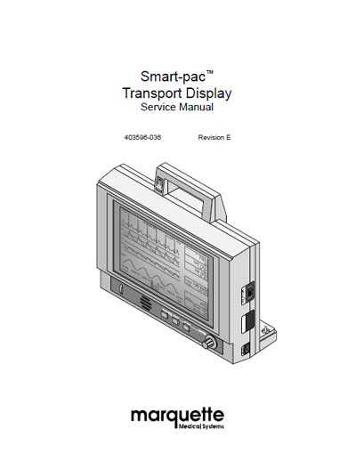 Сервисная инструкция Service manual на Smart-pac Transport Display (Marquette) [General Electric]