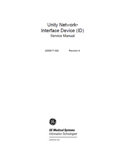Сервисная инструкция, Service manual на Мониторы Unity Network Interface Device (ID)
